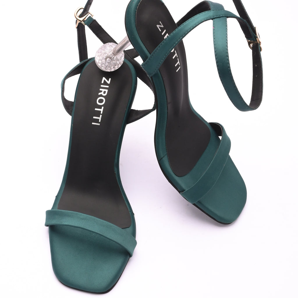 Green premium high heels with cushioned insole and flexible anti-slip sole for party, office or casual wear.