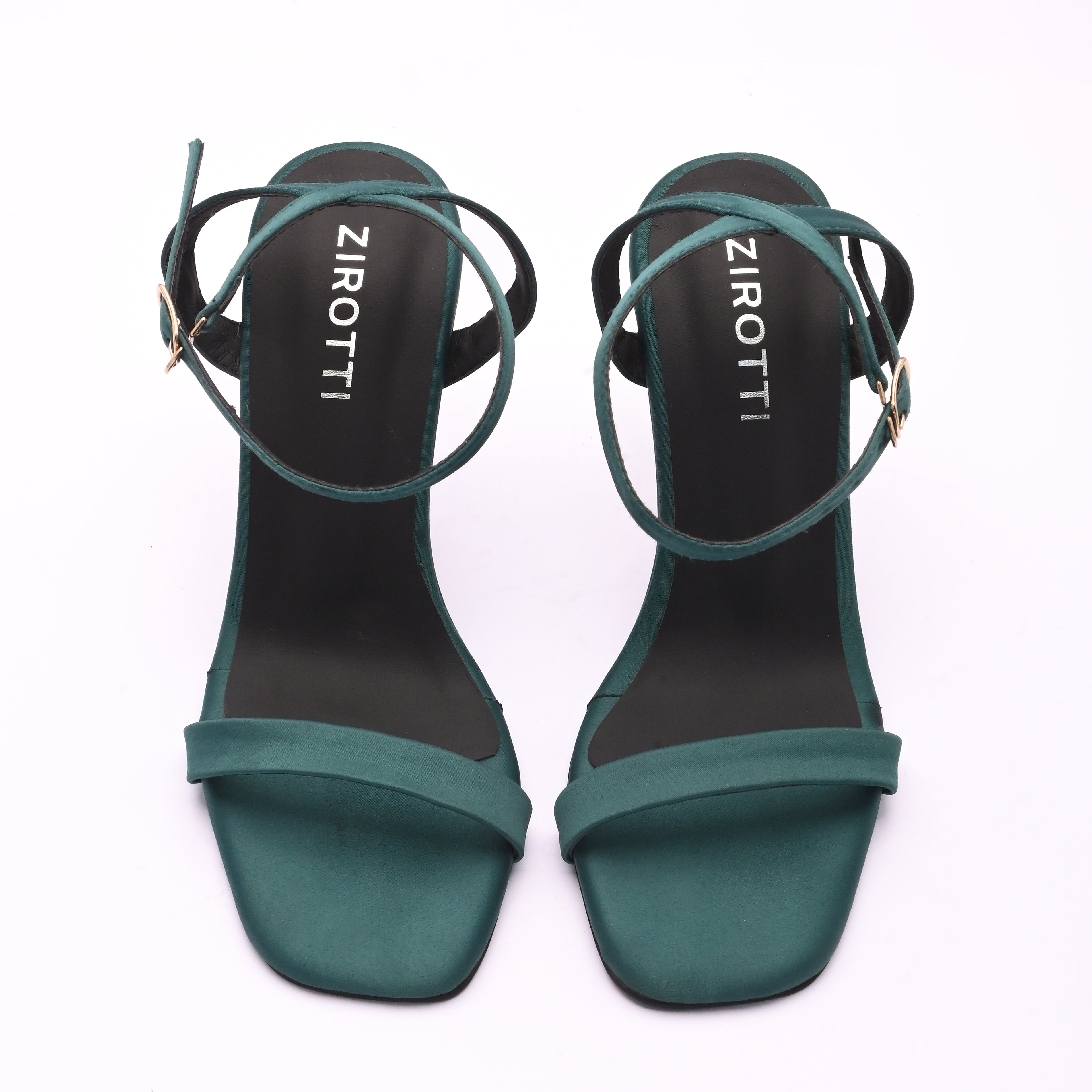 Green premium high heels with cushioned insole and flexible anti-slip sole for party, office or casual wear.