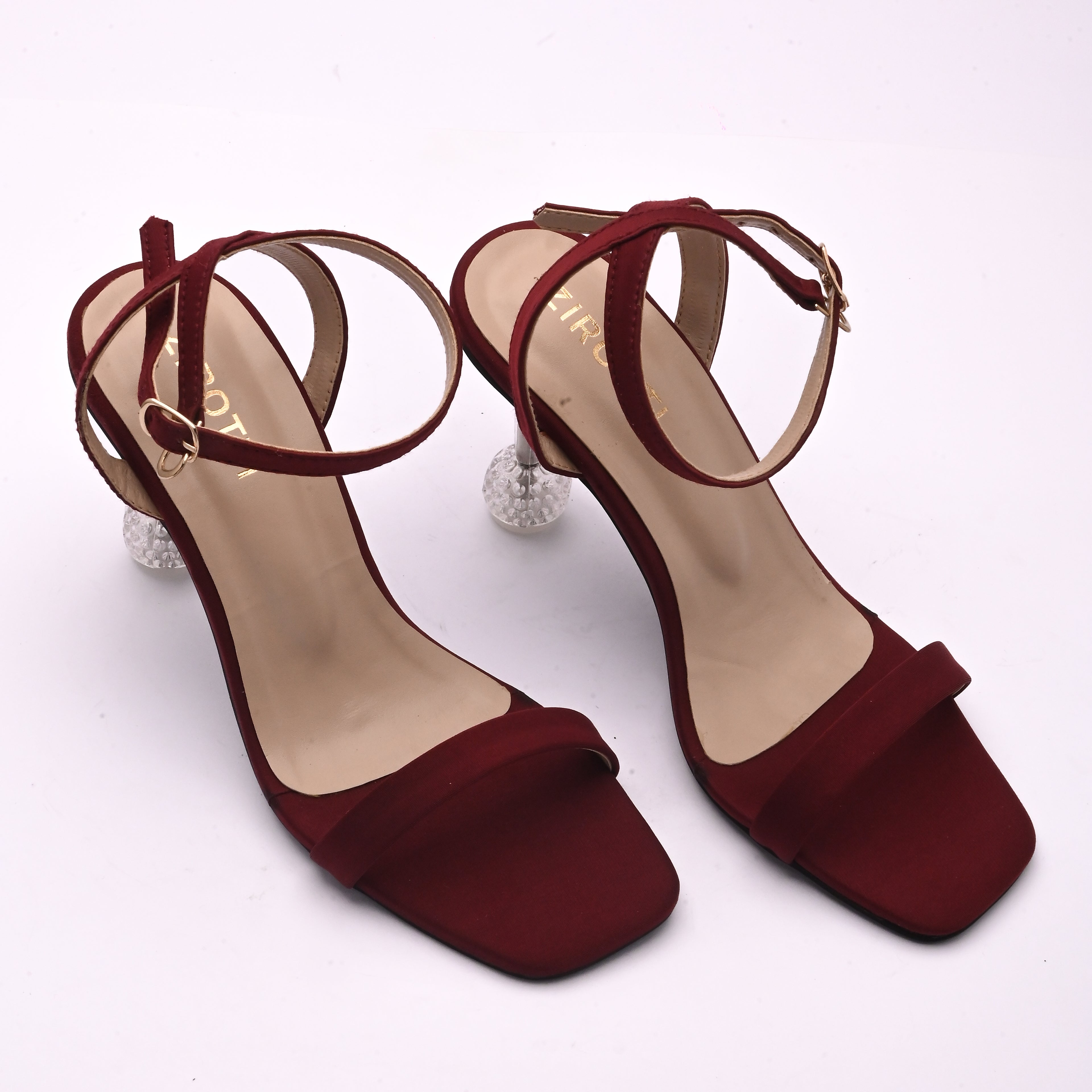 Maroon premium design heels with soft cushioned insole and anti-slip flexible sole.