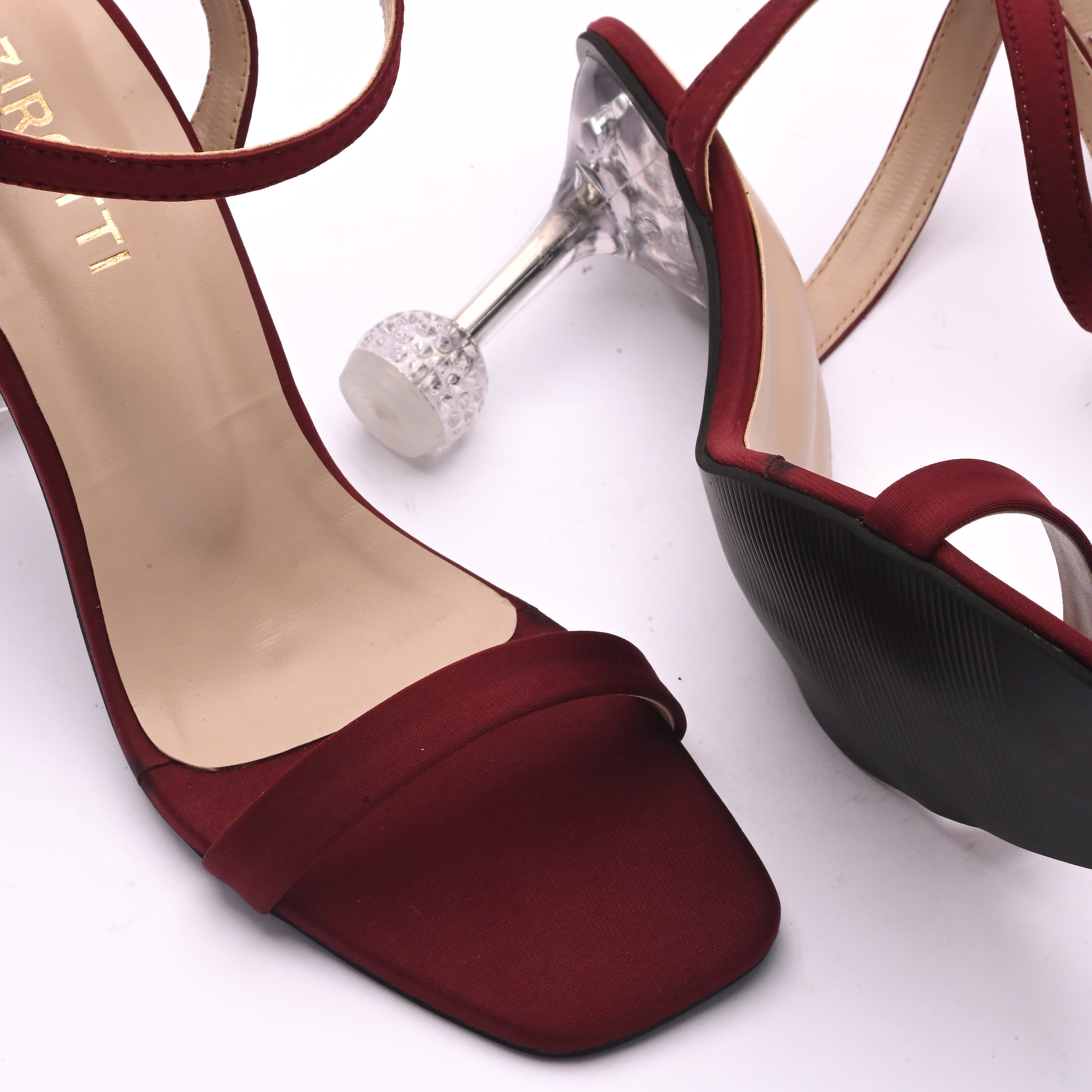 Maroon premium design heels with soft cushioned insole and anti-slip flexible sole.
