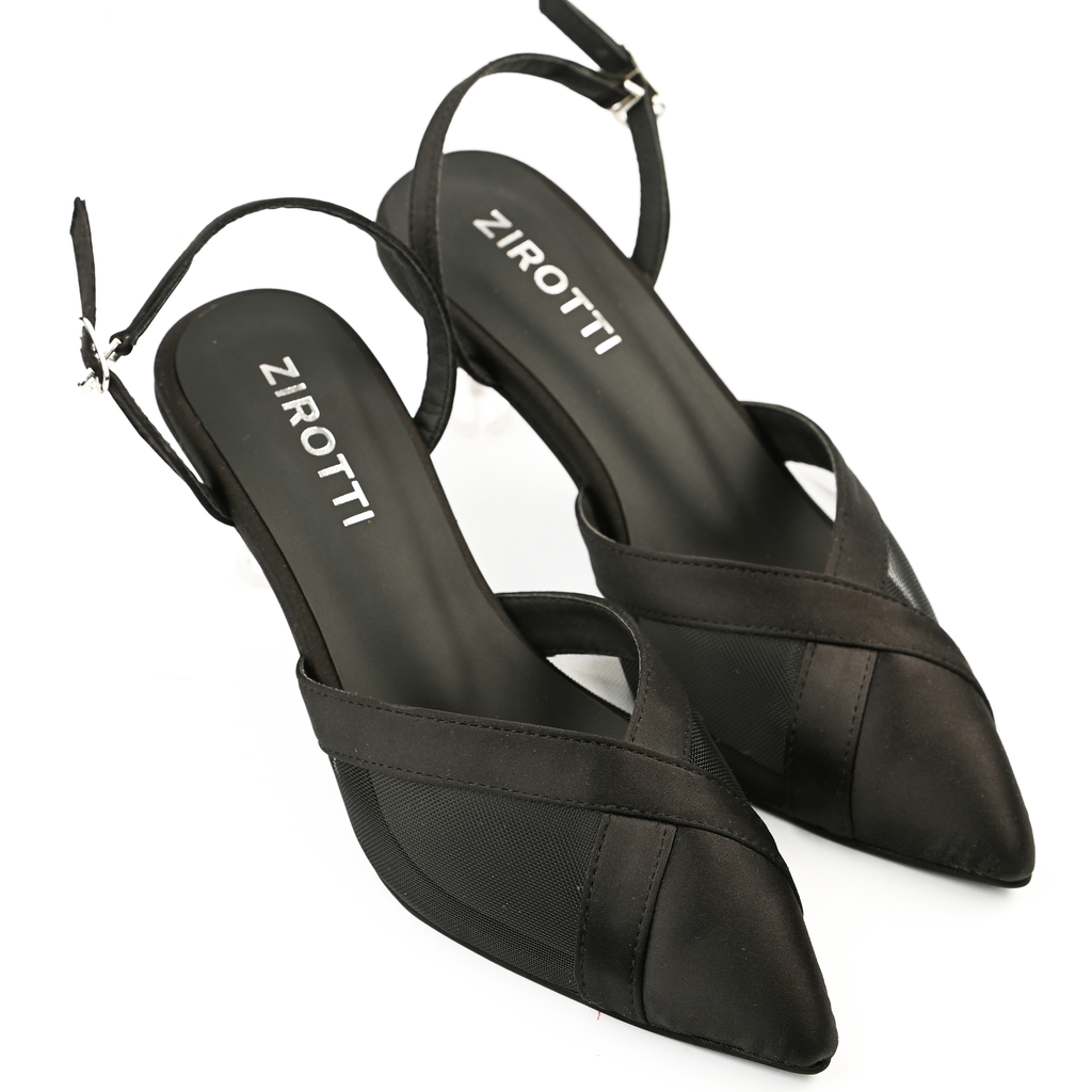 ZIROTTI elegant crystal-embellished pointed heel with closed-toe design and cushioned insole.