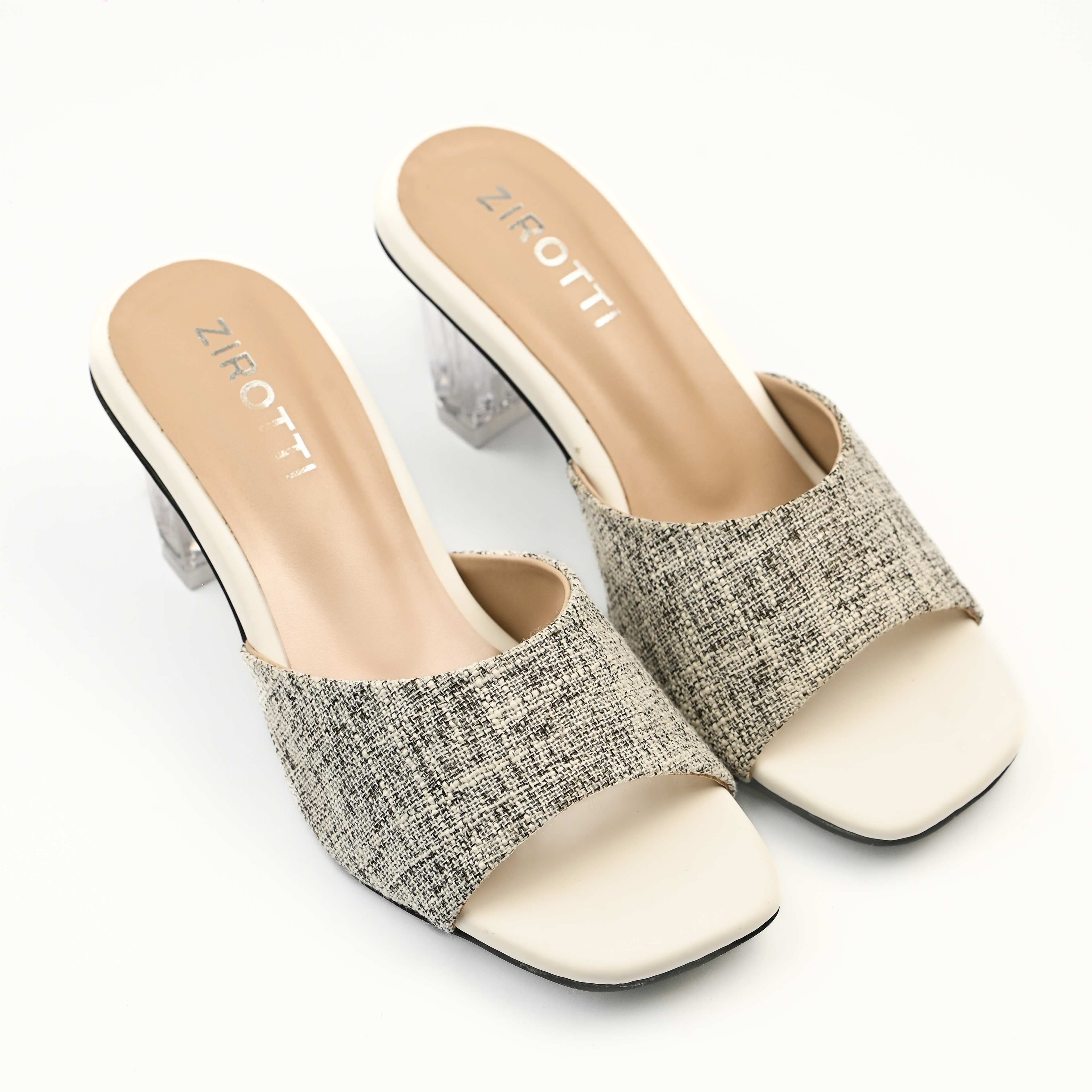 Women’s Celura heel by ZIROTTI — stylish block-heel in neutral grey color, ideal for party or formal wear