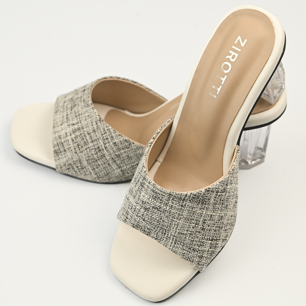 Women’s Celura heel by ZIROTTI — stylish block-heel in neutral grey color, ideal for party or formal wear