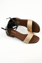 Zirotti LUNIQ women’s gold open-toe sandal with ankle strap and cushioned insole.