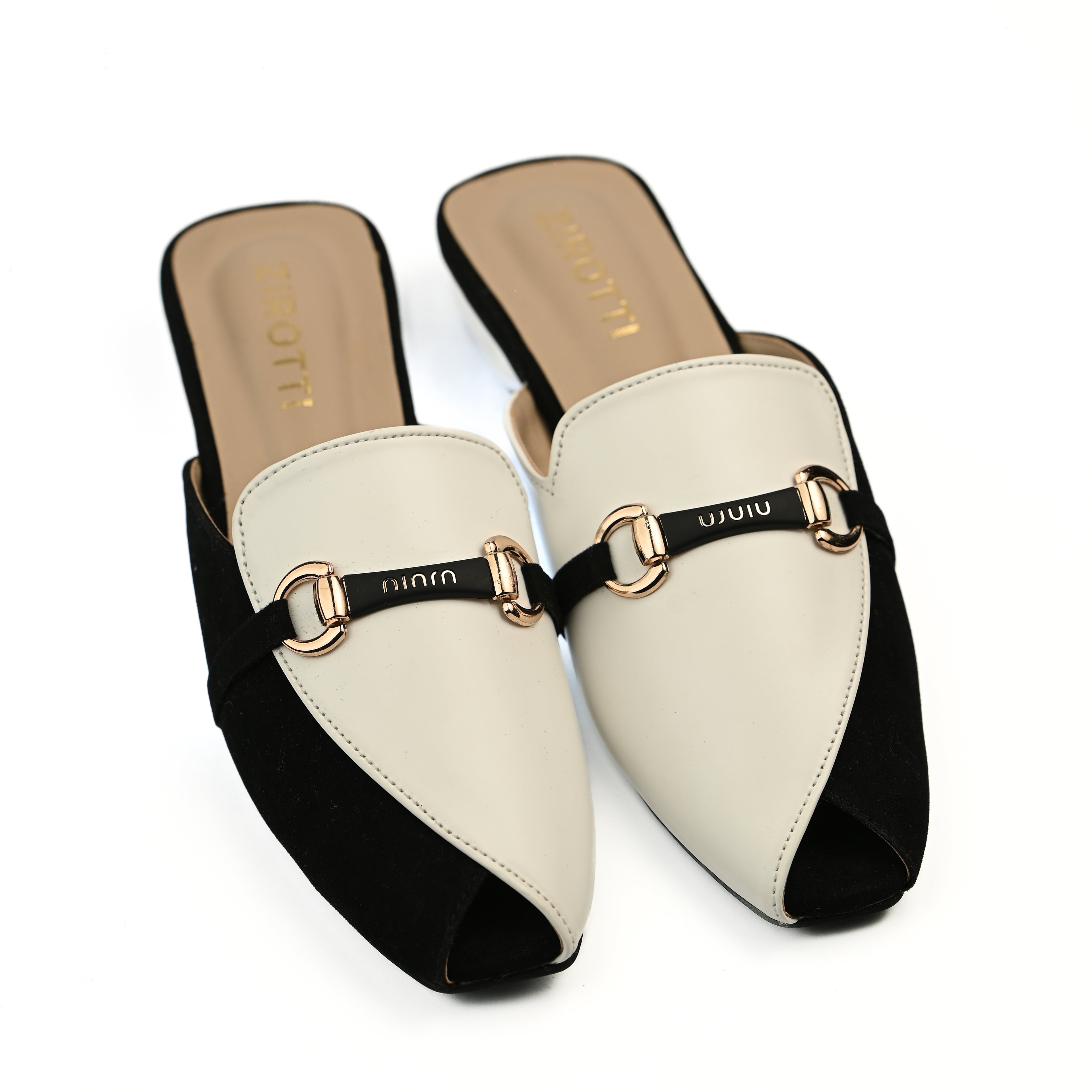 Women’s slip-on mule — ZIROTTI MAVEN 001 in black & white, lightweight breathable design, ideal for casual, office or party wear