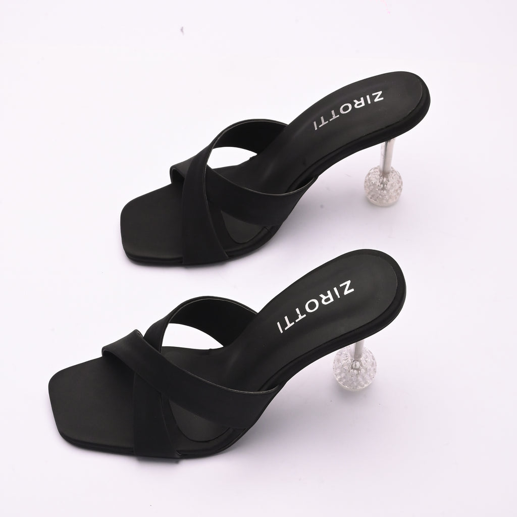 Women’s black stylish heel — Mavon sandal with slim straps and comfortable padded sole.