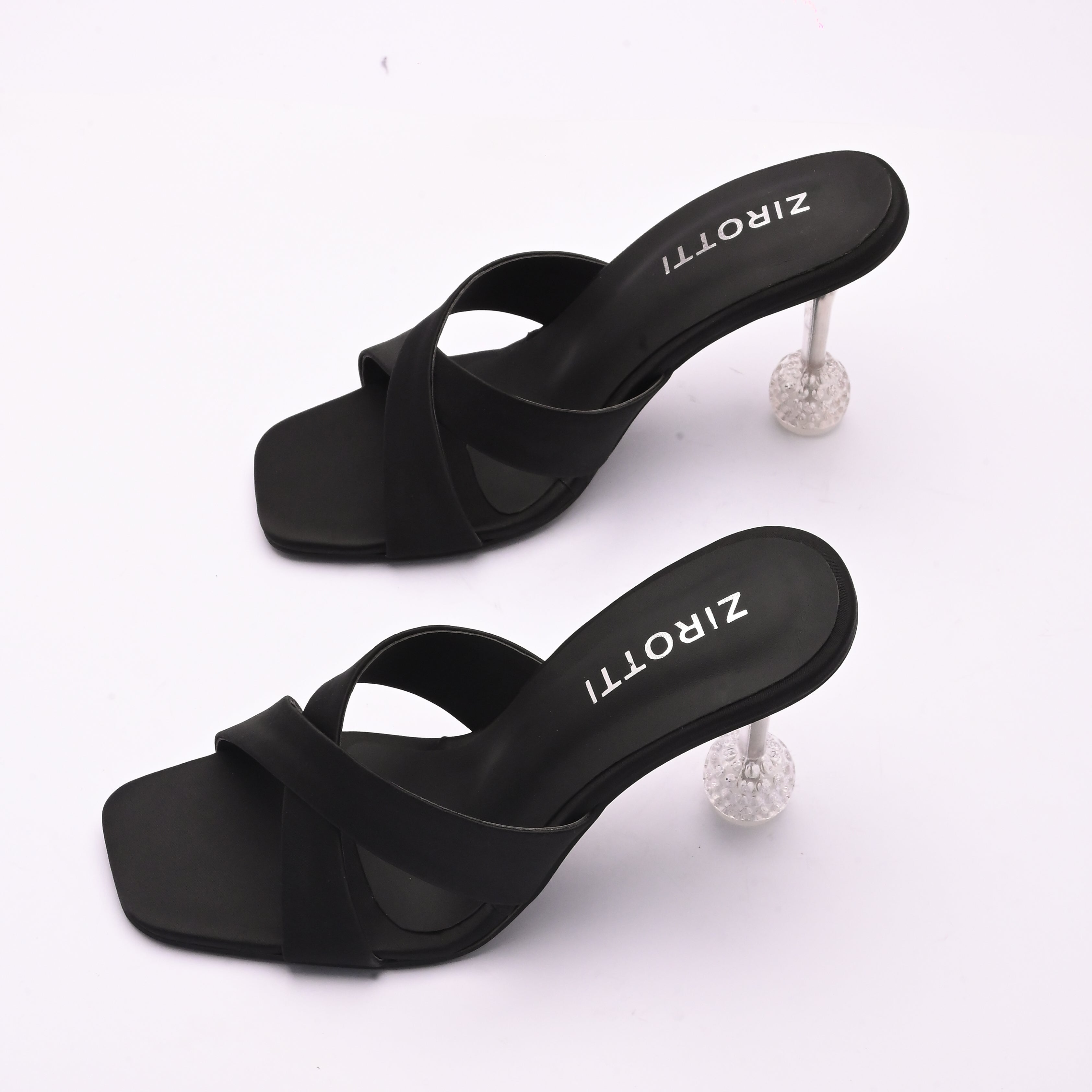 Women’s black stylish heel — Mavon sandal with slim straps and comfortable padded sole.