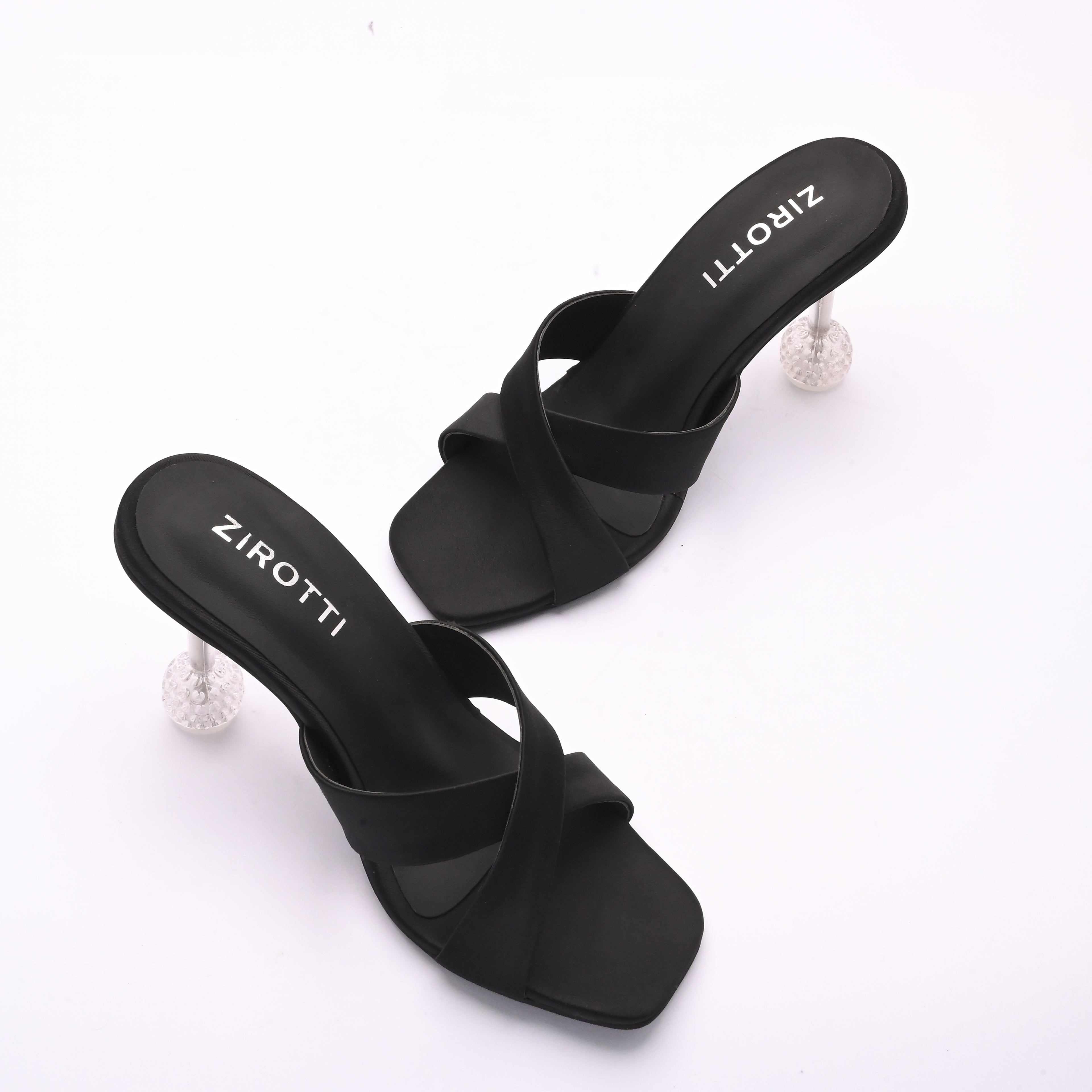 Women’s black stylish heel — Mavon sandal with slim straps and comfortable padded sole.