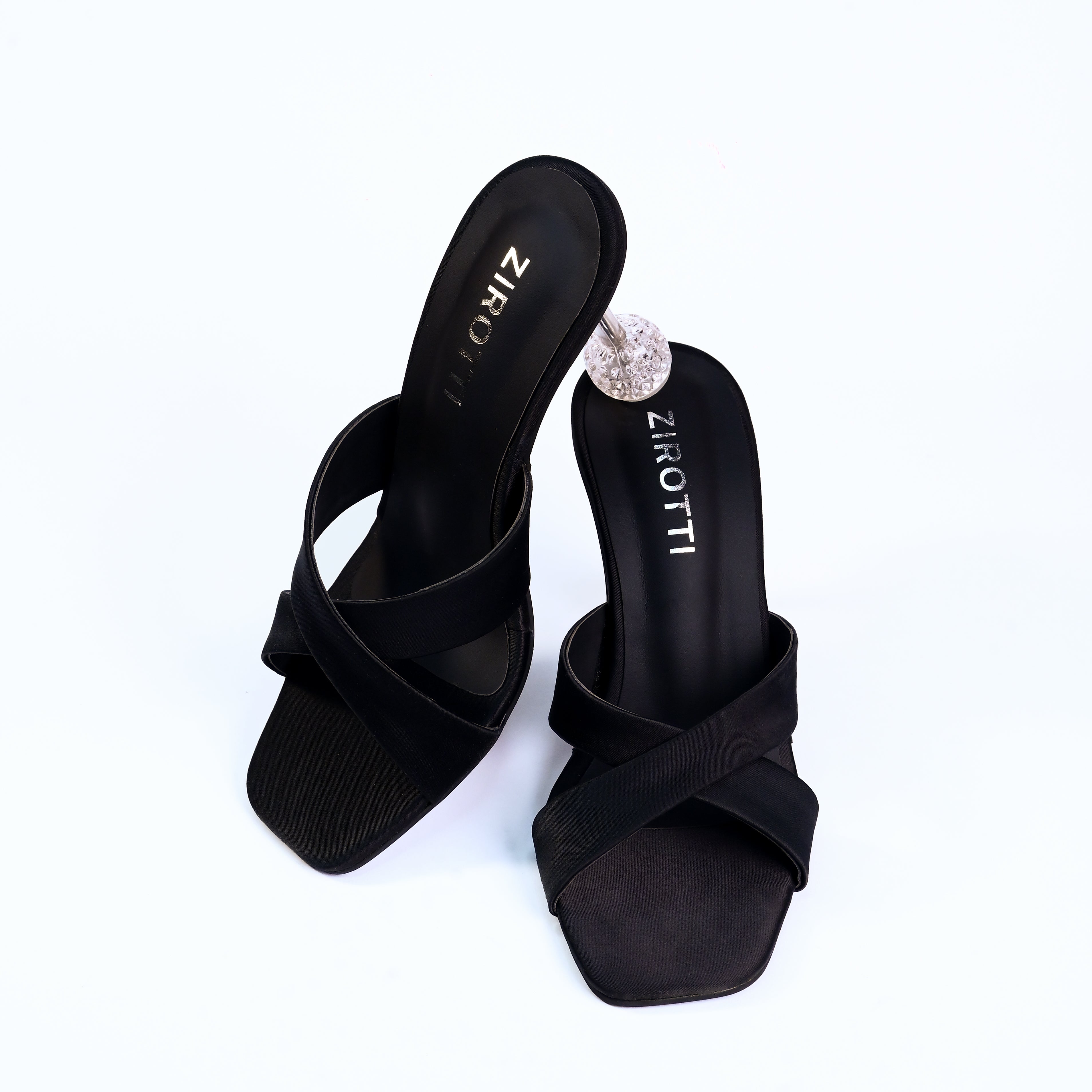 Women’s black stylish heel — Mavon sandal with slim straps and comfortable padded sole.