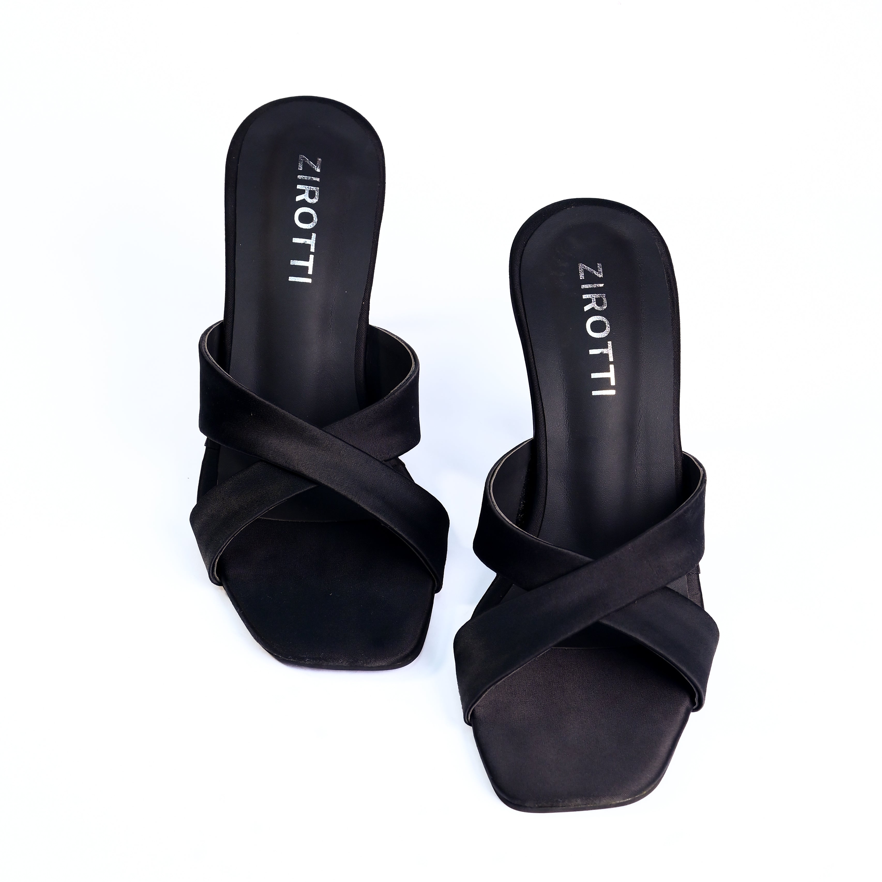 Women’s black stylish heel — Mavon sandal with slim straps and comfortable padded sole.