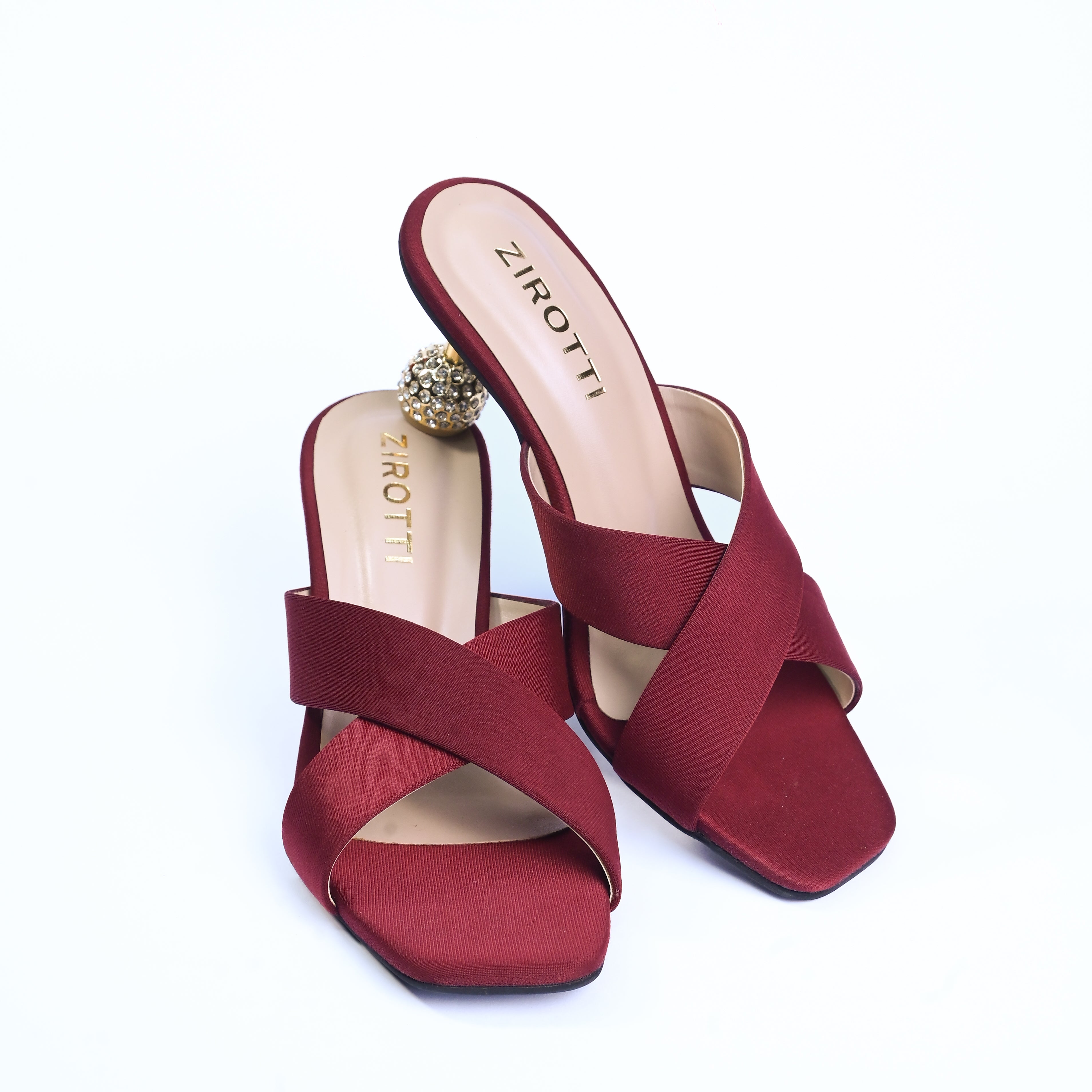Women’s maroon strappy heel — Mavon high heel sandal with open toe and sleek design.