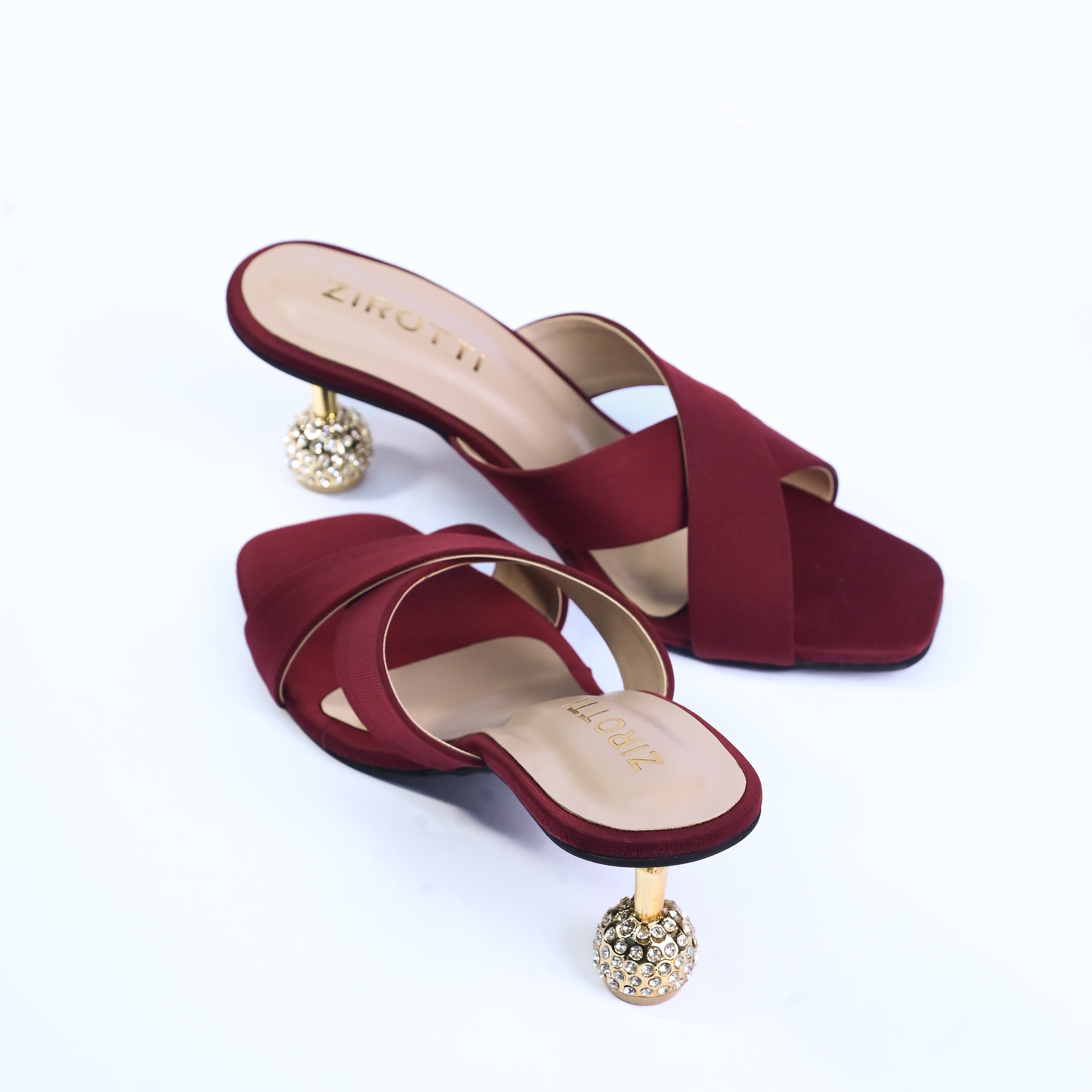 Women’s maroon strappy heel — Mavon high heel sandal with open toe and sleek design.