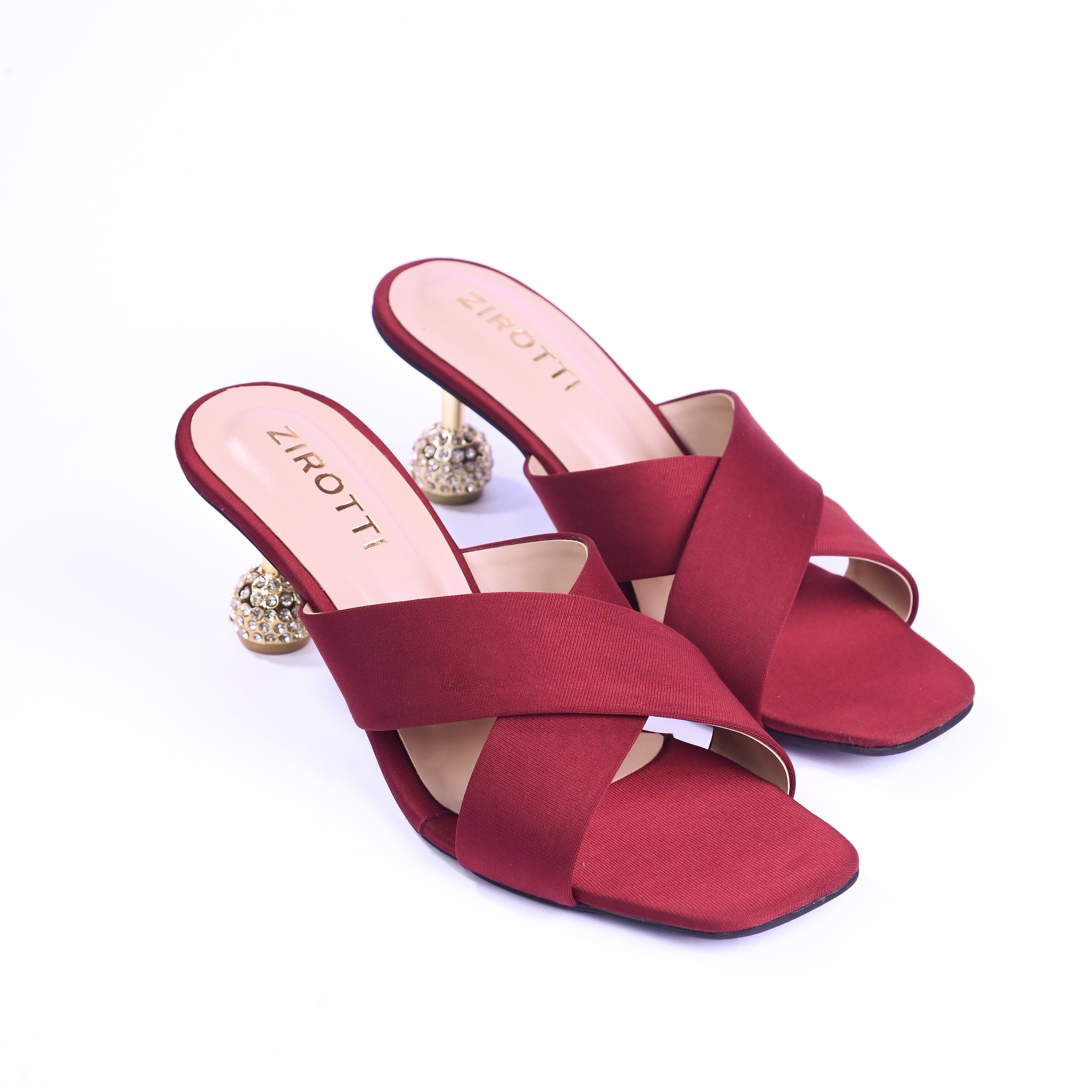 Women’s maroon strappy heel — Mavon high heel sandal with open toe and sleek design.