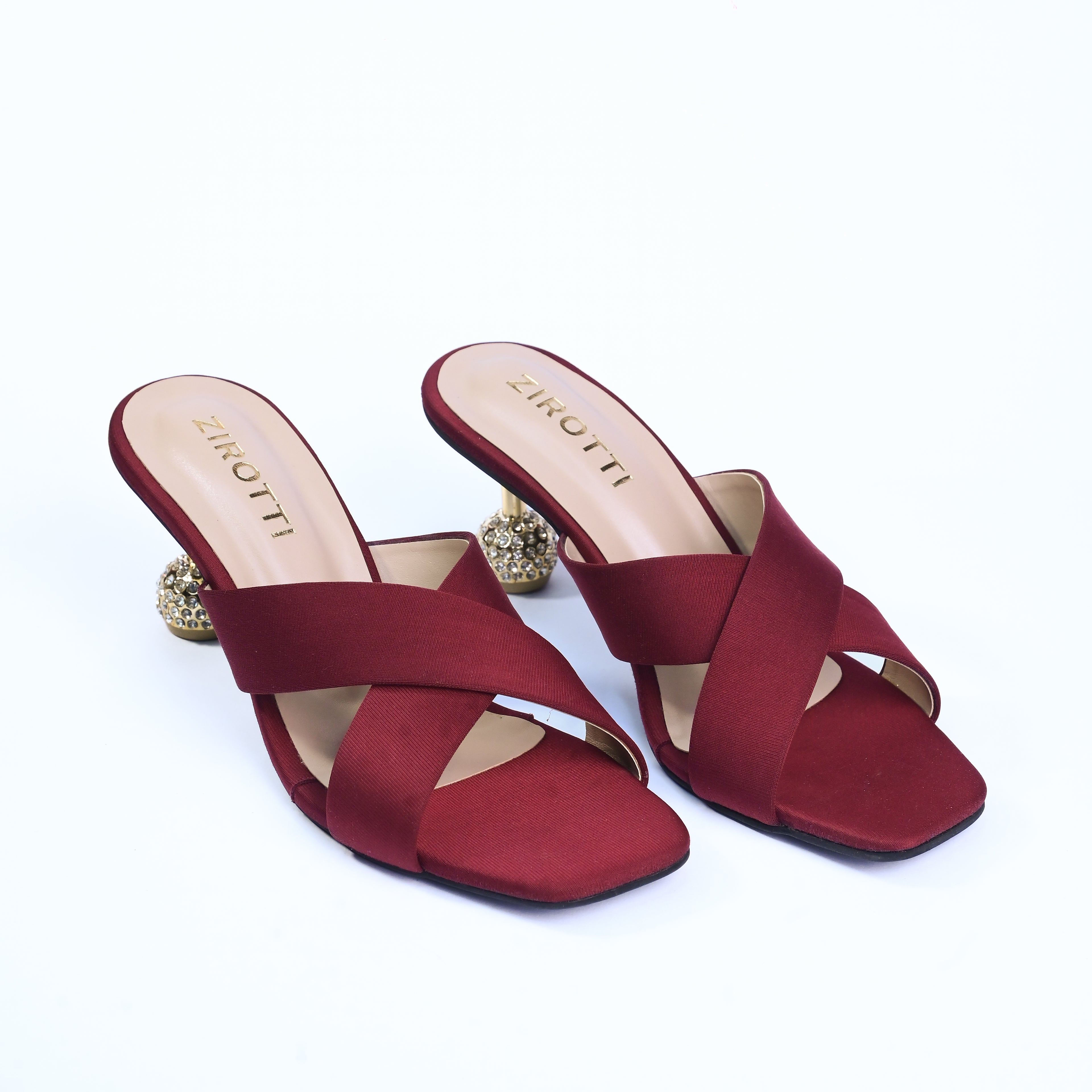 Women’s maroon strappy heel — Mavon high heel sandal with open toe and sleek design.