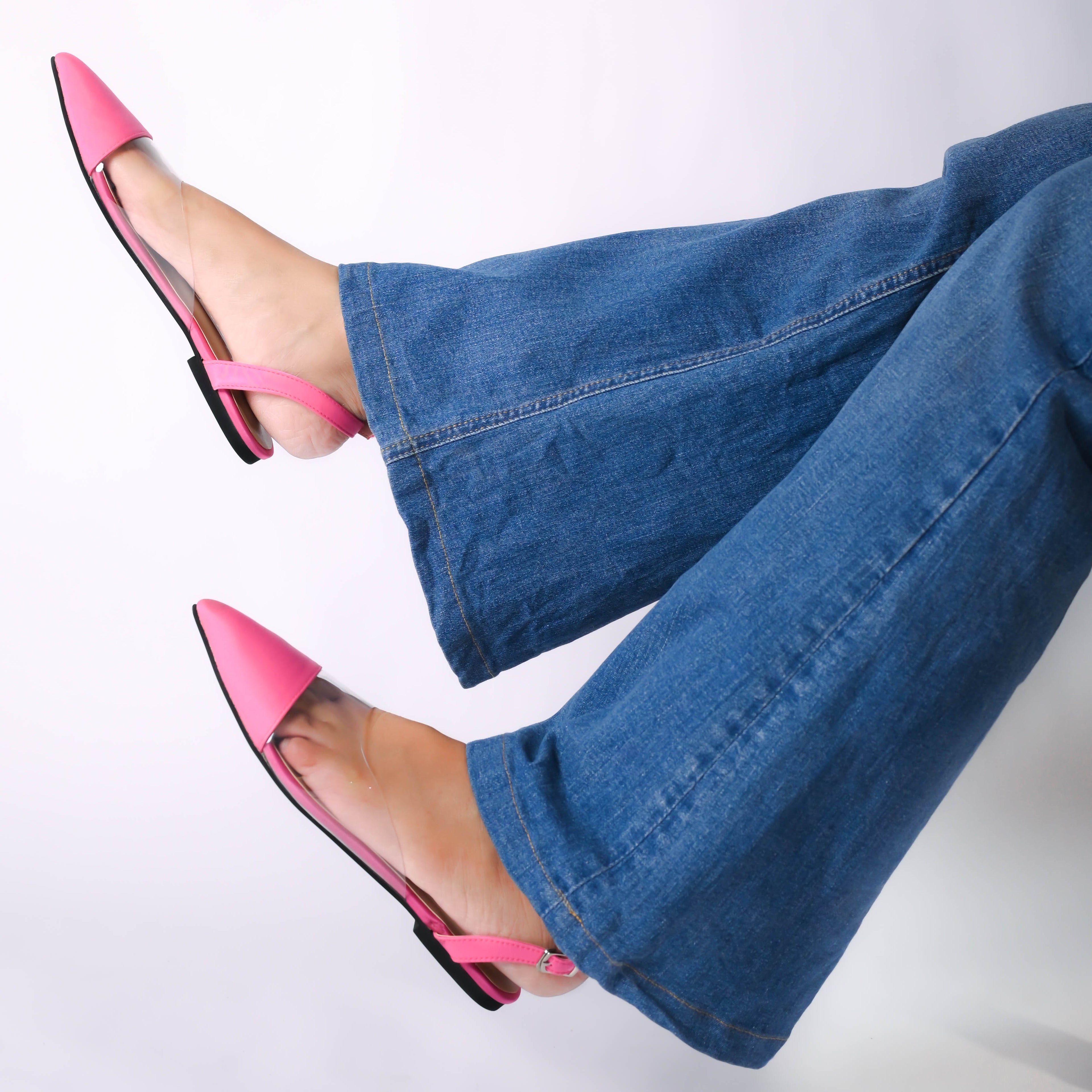 Merin Pink Color Women’s Flat Mule, lightweight, comfortable, cushioned insole, anti-slip sole