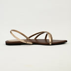 Women’s brown-gold flat shoe “MIRE” by ZIROTTI — casual women’s flat with golden stripes, lightweight breathable design, cushioned insole and anti-slip sole