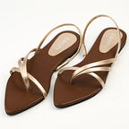 Women’s brown-gold flat shoe “MIRE” by ZIROTTI — casual women’s flat with golden stripes, lightweight breathable design, cushioned insole and anti-slip sole