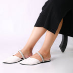 ZIROTTI Zephra women’s white flat shoes with pointed toe, pearl-white mesh front, and cushioned insole