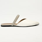 ZIROTTI Zephra women’s white flat shoes with pointed toe, pearl-white mesh front, and cushioned insole