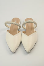 ZIROTTI Zephra women’s white flat shoes with pointed toe, pearl-white mesh front, and cushioned insole