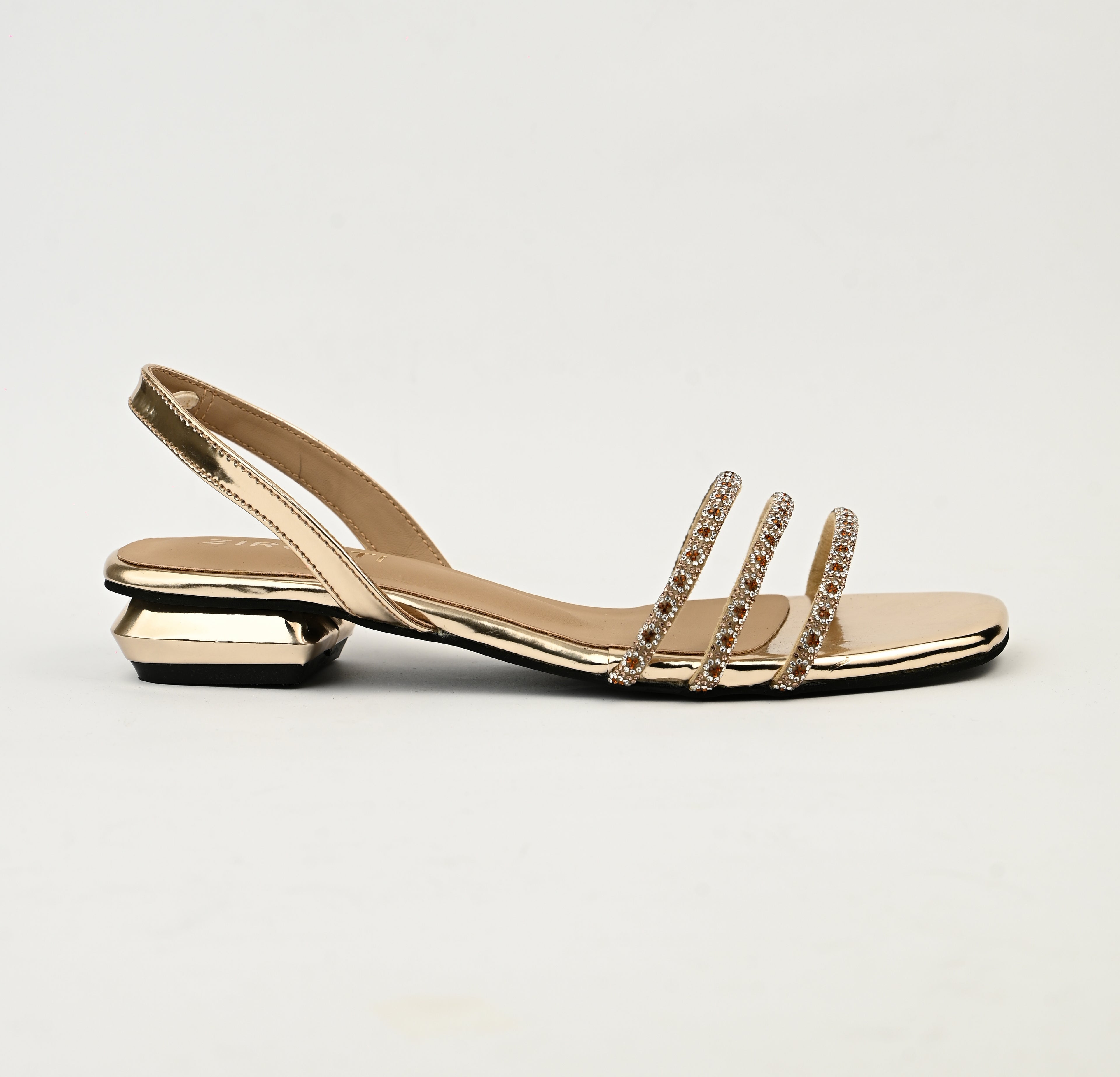 ZIROTTI Golden Women’s Sandal – cushioned, stylish strappy design, stable heel