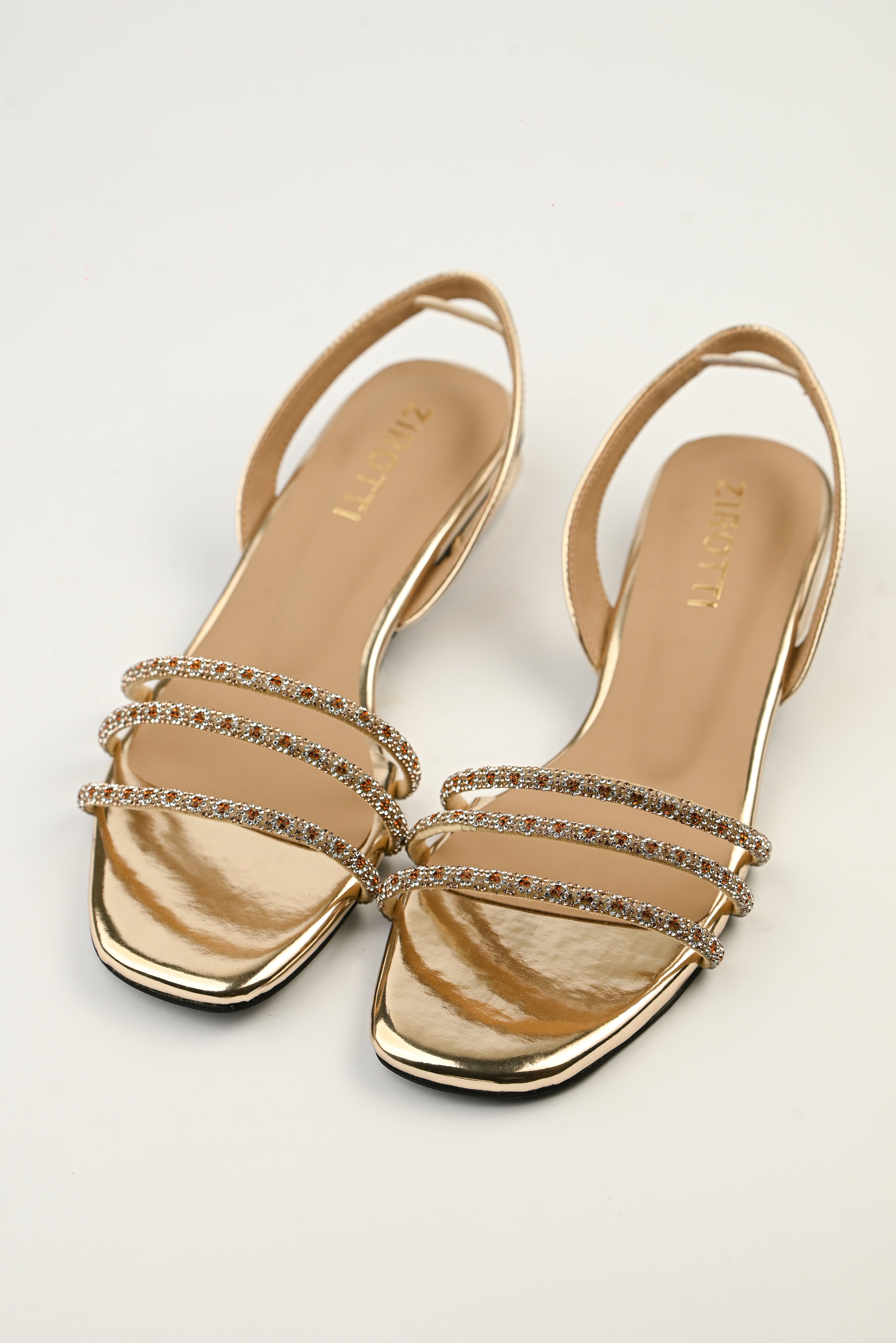 ZIROTTI Golden Women’s Sandal – cushioned, stylish strappy design, stable heel